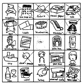Bingo card from Kid Koala show